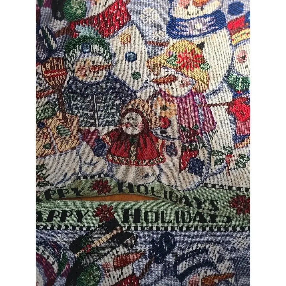Lot of 4‎ Vtg Happy Holidays Christmas Snowman Snow People Tapestry Placemats